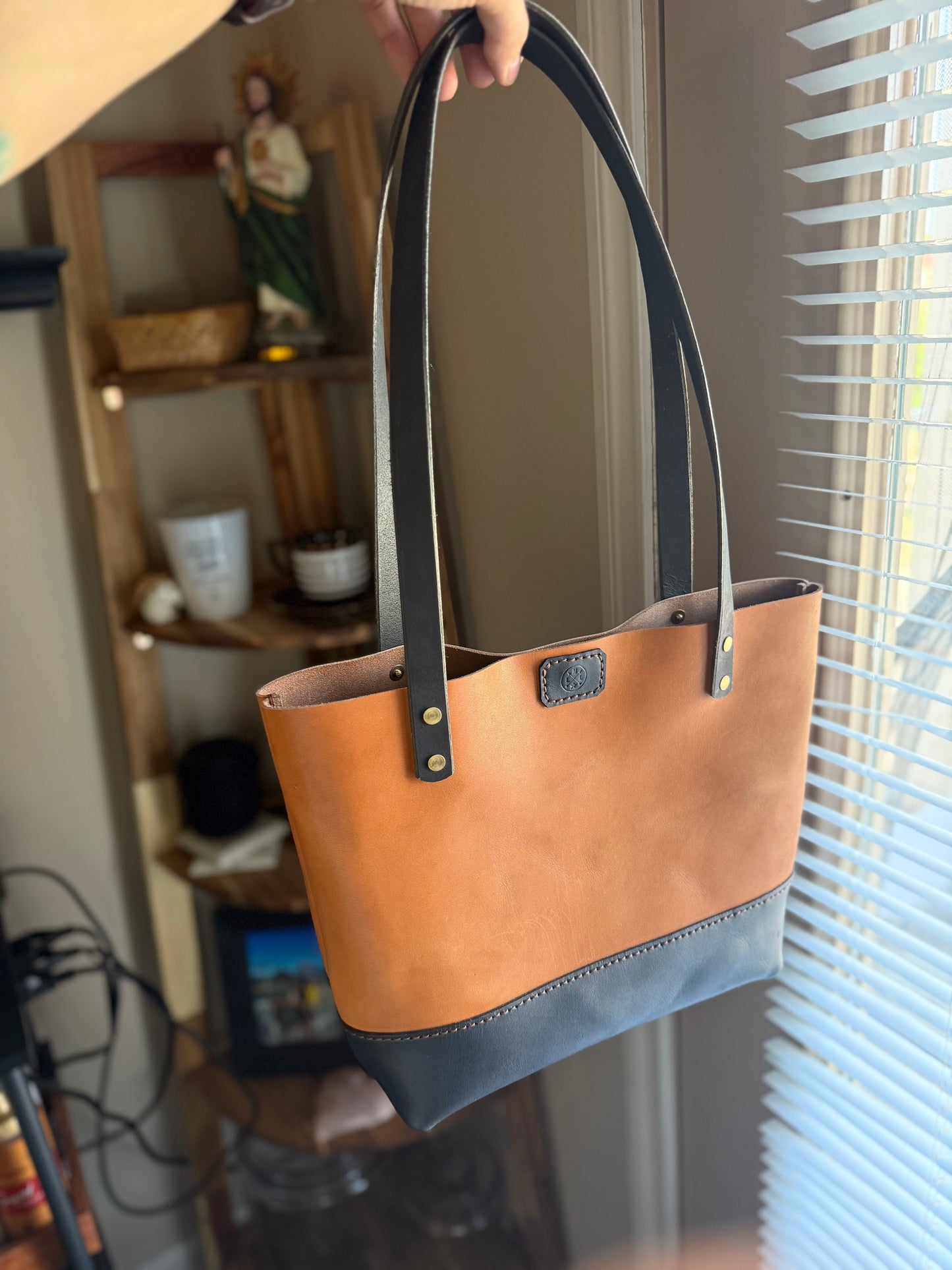 The 'Franklin' Horween Medium Sized Full Grain Leather Tote Bag