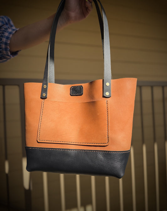 The 'Franklin' Horween Medium Sized Full Grain Leather Tote Bag