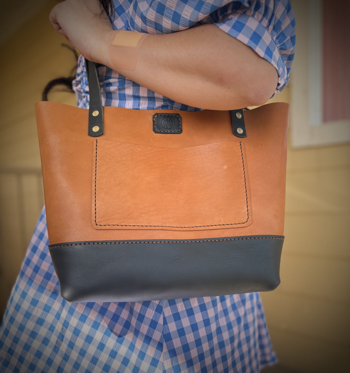 The 'Franklin' Horween Medium Sized Full Grain Leather Tote Bag