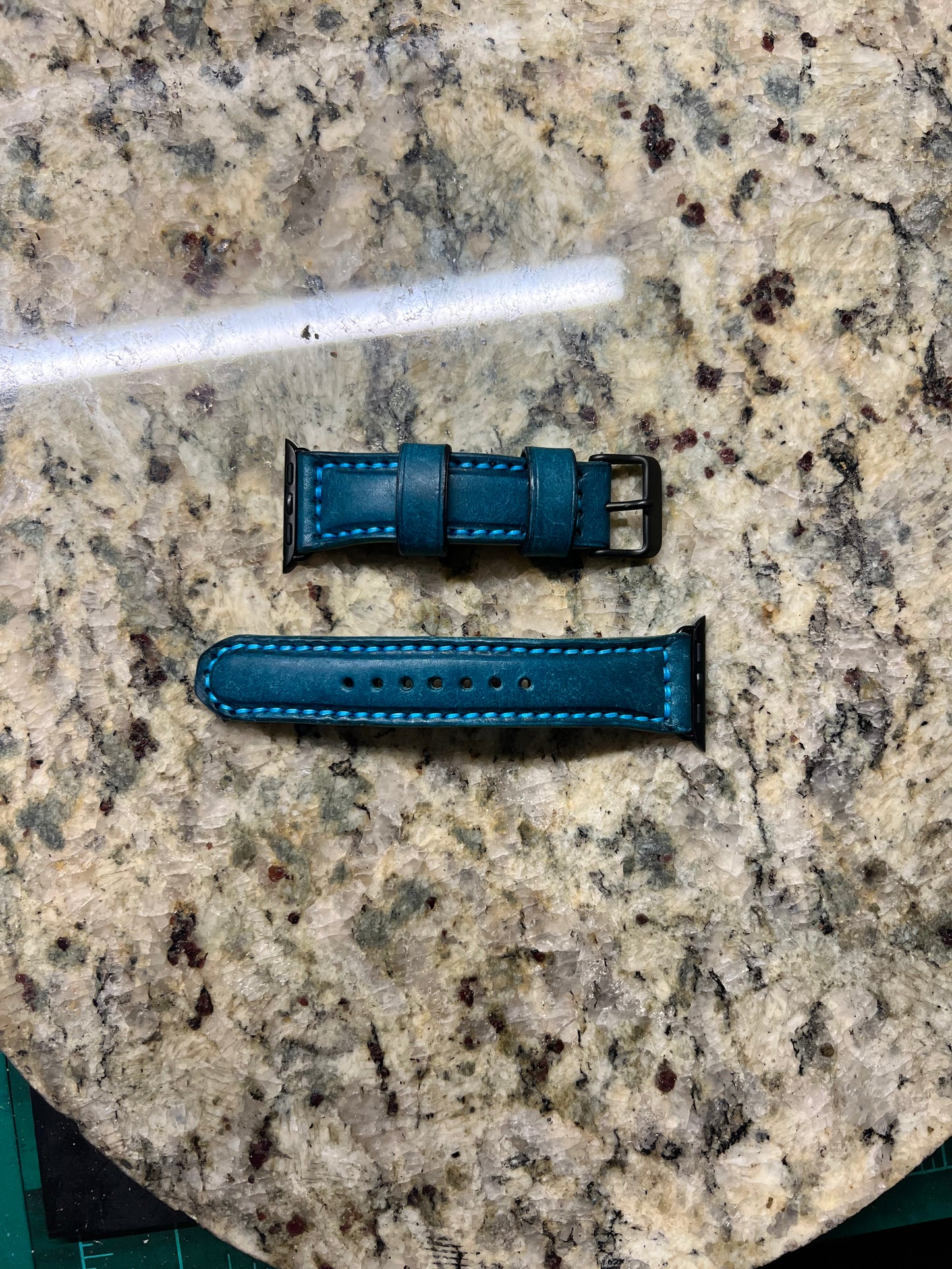 Aqua Full Grain Veg Tanned Leather - Apple Watch Strap (Ready to Ship)