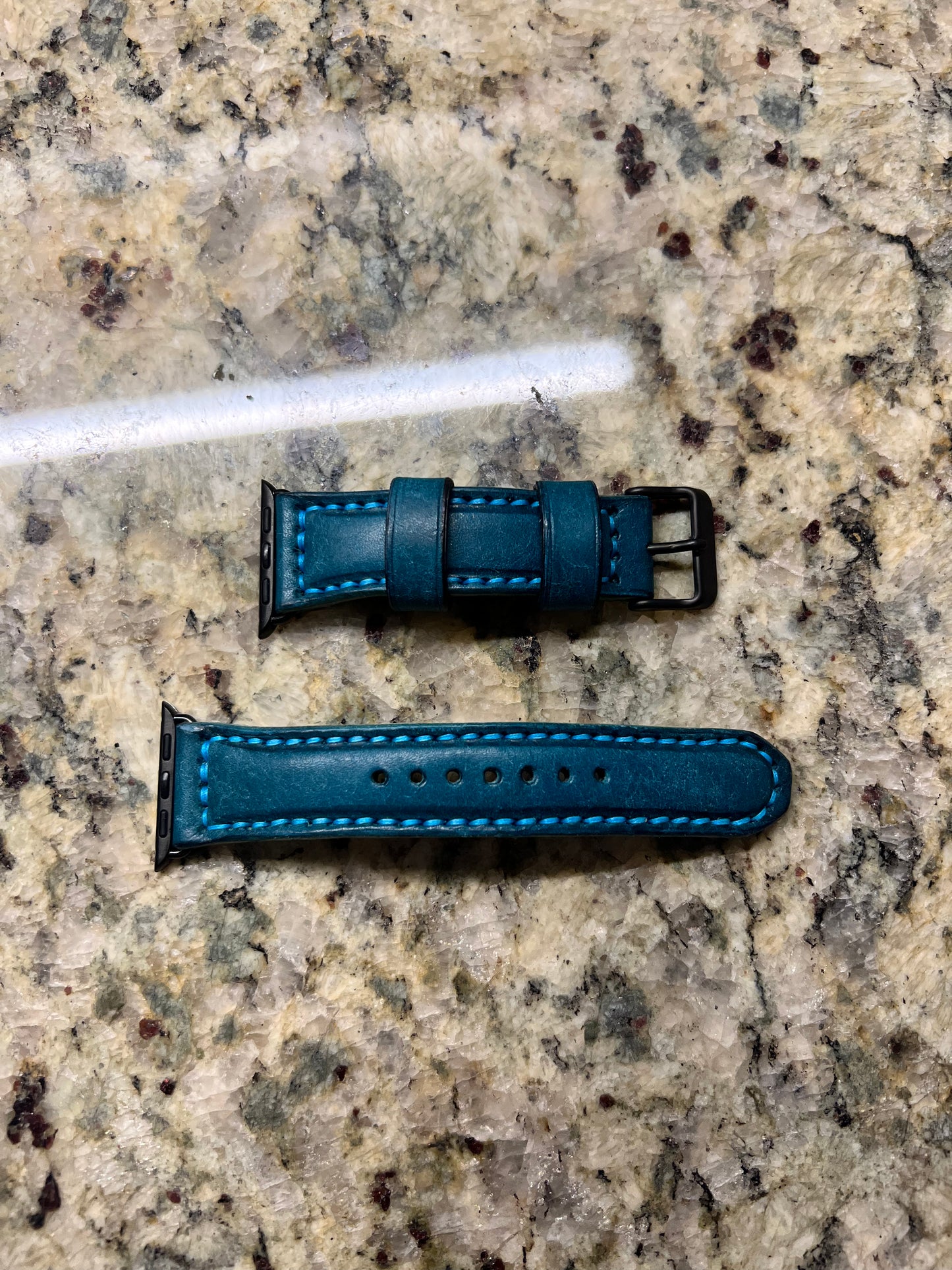 Aqua Full Grain Veg Tanned Leather - Apple Watch Strap (Ready to Ship)