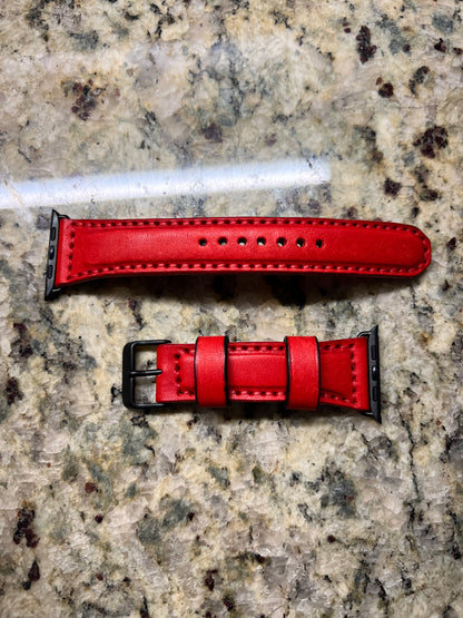 Crimson Full Grain Veg Tanned Leather - Apple Watch Strap (Ready to Ship)