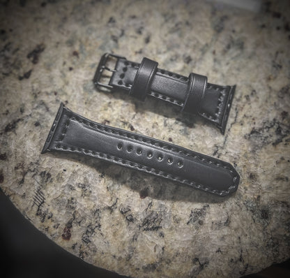 Black Apple Watch Full Grain Leather Straps