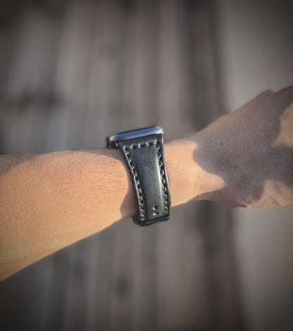 Black Apple Watch Full Grain Leather Straps