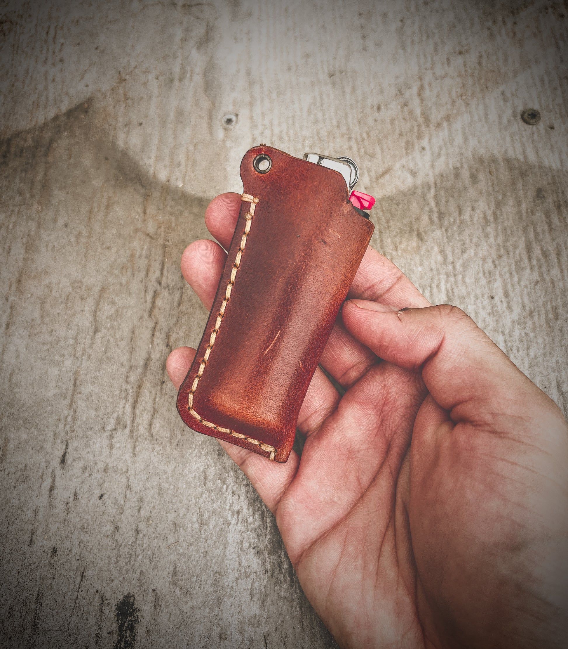 Tan Oil leather lighter case, Lighter cover, Handmade lighter case